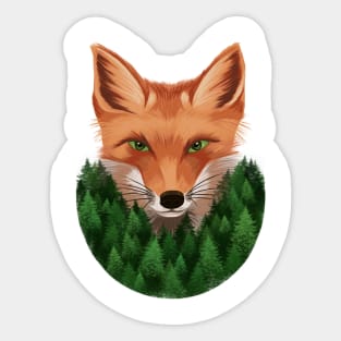 Red fox in the forest Sticker